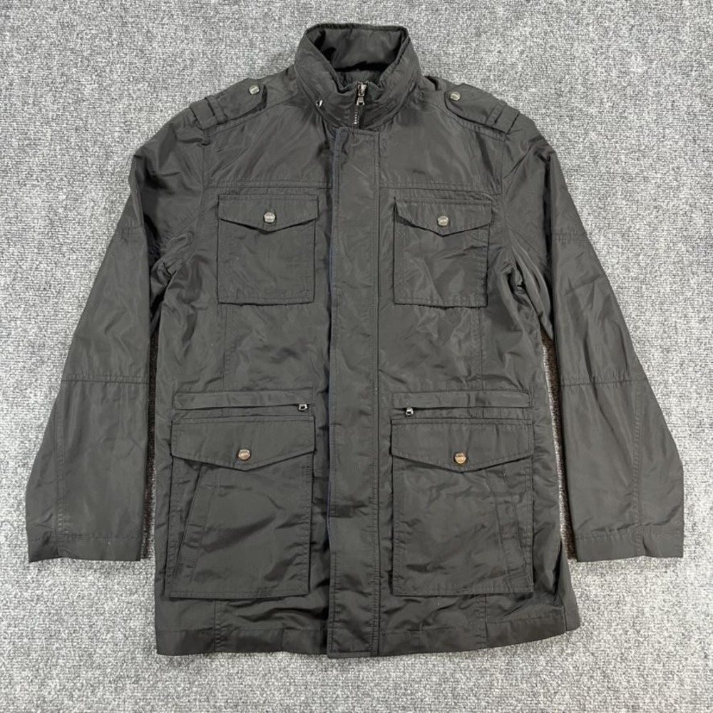 Emanuel Ungaro Coat Mens Small Black Parka Utility Military Pockets Chore Jacket